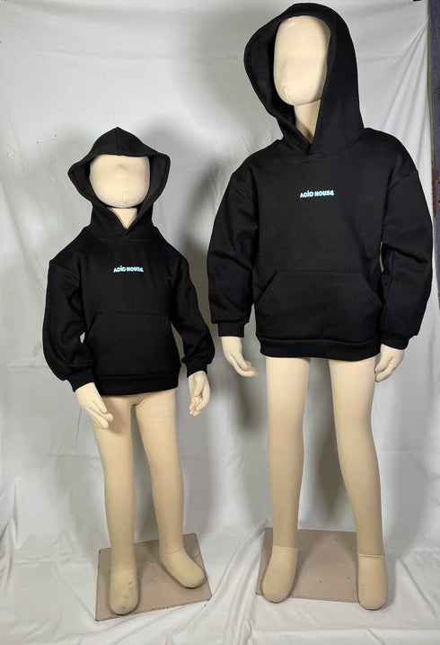 【COME HELL HIGH WATER】acid house KIDS HOODIE -black-